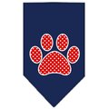 Unconditional Love Red Swiss Dot Paw Screen Print Bandana Navy Blue large UN851586